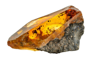 Amber Fossil isolated on transparent background,