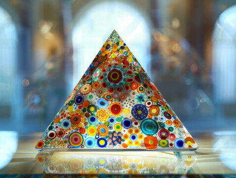 Painted floral glass pyramid photograph, high resolution.Perfect for wallpapers, backgrounds