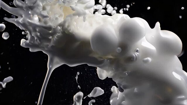White foam and bubble soap shampoo splash explosion in the air on dark background