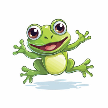 Cute cartoon leaping frog. Vector clip art illustration