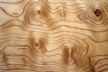 Smooth light wooden surface with intricate grain patterns and knots