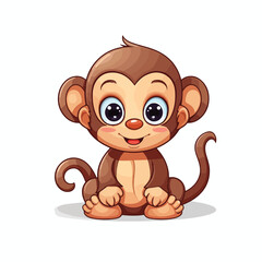 Cute cartoon monkey. Vector clip art illustration 