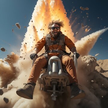 man flying as rocket