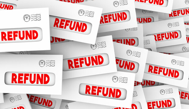 Refund Tax Returns Envelope Money Back Mail Check 3d Illustration