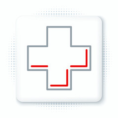 Fototapeta premium Line Cross hospital medical icon isolated on white background. First aid. Diagnostics symbol. Medicine and pharmacy sign. Colorful outline concept. Vector
