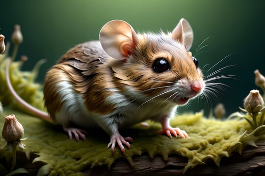 Cute field mouse in habitat.