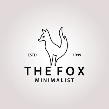 Simple and Minimal Fox Logo for Brand or Company,
Fox vector line art , Fox logo retro vintage vector icon illustration.