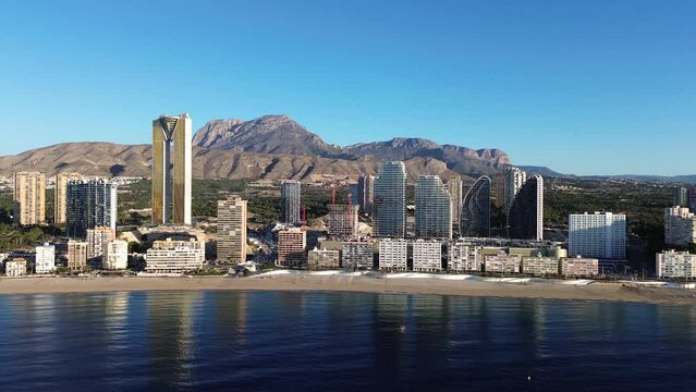 Skyline of Benidorm Poniente Beach aerial view