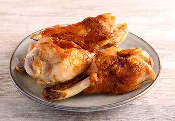 Roast turkey wings on plate