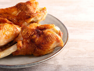 Roast turkey wings on plate