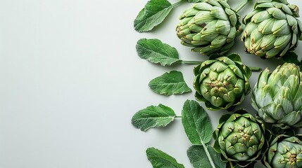 Isolated on a white backdrop, a fresh green artichoke blooming edible bud with room for writing or a product, Generative AI. - obrazy, fototapety, plakaty