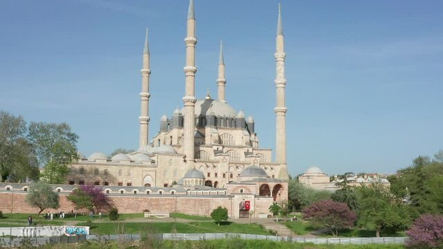 Selimiye Mosque, Camii, Aerial Footage, Edirne Turkey, jk01