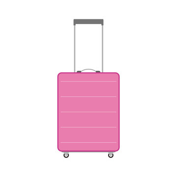 Suitcase trolley travel bag wheels handle image vector illustration