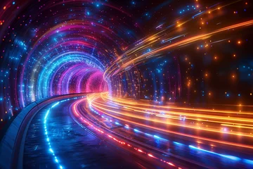 Wandaufkleber Night Highway Light Trails, Speed, Technology, The Way Forward, Backgrounds © werafotolia