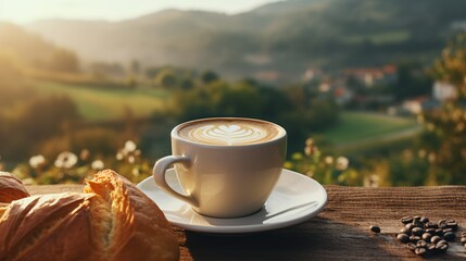 cup of coffee and croissant