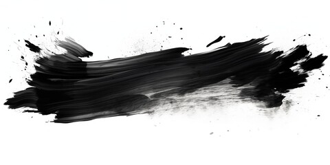 A broad stroke of black ink on a white background - obrazy, fototapety, plakaty