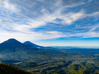 Naklejka na ściany i meble Panoramic view of Mount Batur volcano in Bali, Indonesia