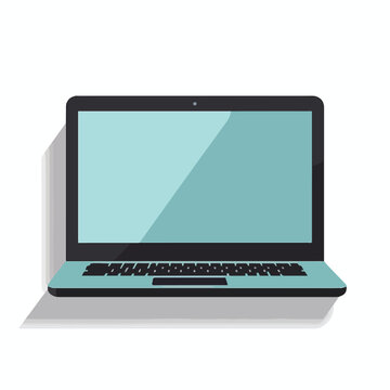 Flat long shadow icon of laptop flat vector illustr