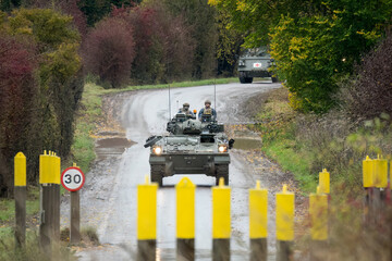 British army Warrior FV510 Infantry Fighting Vehicle in action on a military exercise