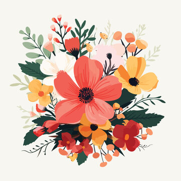 Flower illustration design summer art vacter flat v