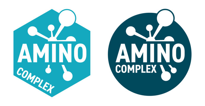 Amino acid complex emblem, circle or hexagon