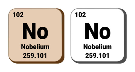 No, Nobelium element vector icon, periodic table element. Vector illustration EPS 10 File. Isolated on white background.