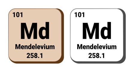 Md, Mendelevium element vector icon, periodic table element. Vector illustration EPS 10 File. Isolated on white background.