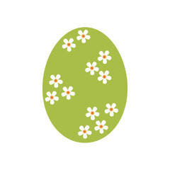 Easter egg with flowers for easter day. Colorful vector illustration on isolated background