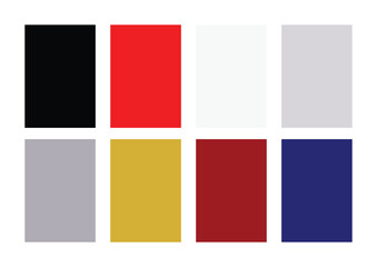 Elegant Fusion: Black, Red, Blue, Greys, Gold, and Maroon Color Palette