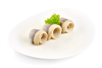 Salted herring, isolated on white background.