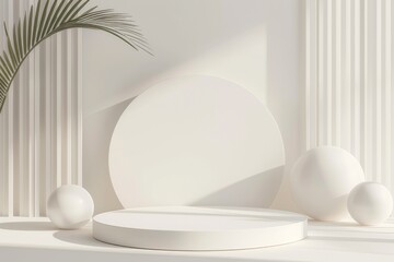 Minimalist round pedestal with a soft white background.