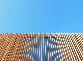 Modern wooden facade with flat roof. city architecture concept