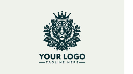 Tiger logo Vector design  Tiger Crown Flower logo Lion for Business Identity