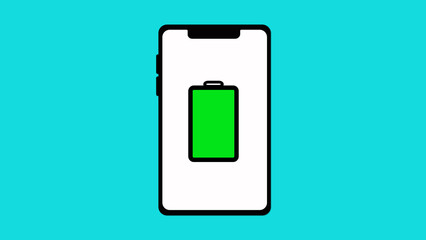 Phone and battery charging icon. Image of smart phone and app.