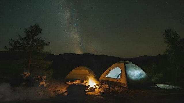 camping under the stars, 4K animation