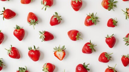 strawberries on white background.