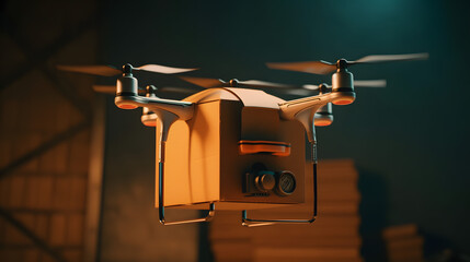 vertical delivery by drone delivering a package to a customer mail