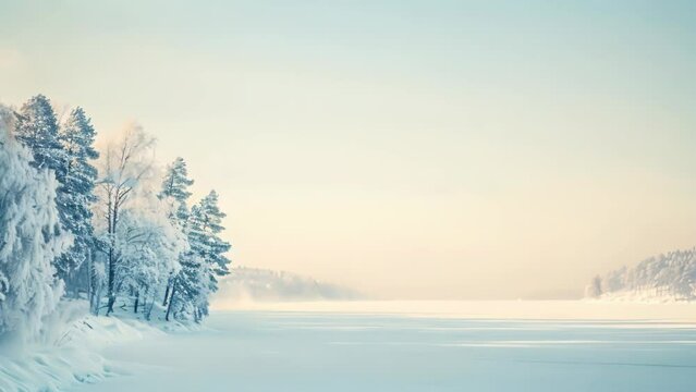 Nordic Winter Wonderland: Tranquil Brushstrokes. Generative ai