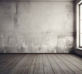 black and white empty room with wood floor