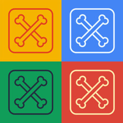 Pop art line Archeology icon isolated on color background. Vector