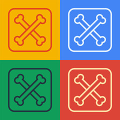 Pop art line Archeology icon isolated on color background. Vector