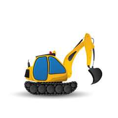 Little cute cartoon excavator. Vector illustration over white background