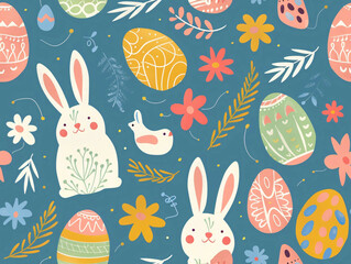 easter seamless pattern with rabbits