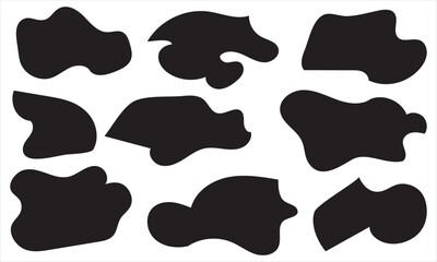  Modern liquid irregular blob shape abstract elements graphic flat style design fluid vector illustration set. set banner simple shape template for presentation, flyer, isolated on white background.