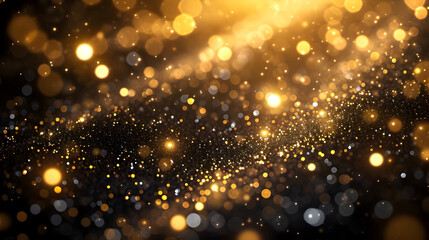silver and golden christmas particles and sprinkles for a holiday celebration like christmas or new year. shiny white lights. wallpaper background for ads or gifts wrap and web design