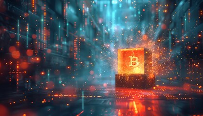 Bitcoin: The Dynamic Vanguard of Financial Revolution - A Dramatic Motion Blur Representation with Illuminated Open Box