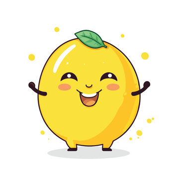 Happy lemon is holding stomach flat vector illustra
