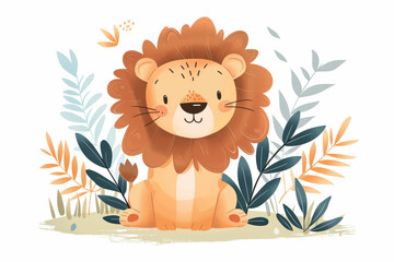 Cute cartoon little lion
