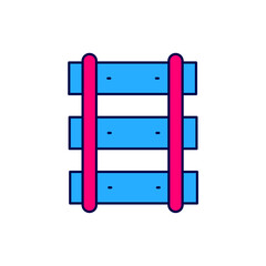 Filled outline Railway, railroad track icon isolated on white background. Vector