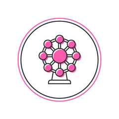 Filled outline Ferris wheel icon isolated on white background. Amusement park. Childrens entertainment playground, recreation park. Vector